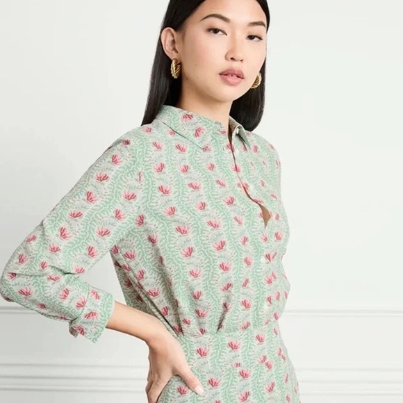 Hill House - James Shirt - Trailing Vine Multi Crepe - Picture 1 of 11